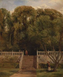 No terraço em Haddon Hall, Derbyshire